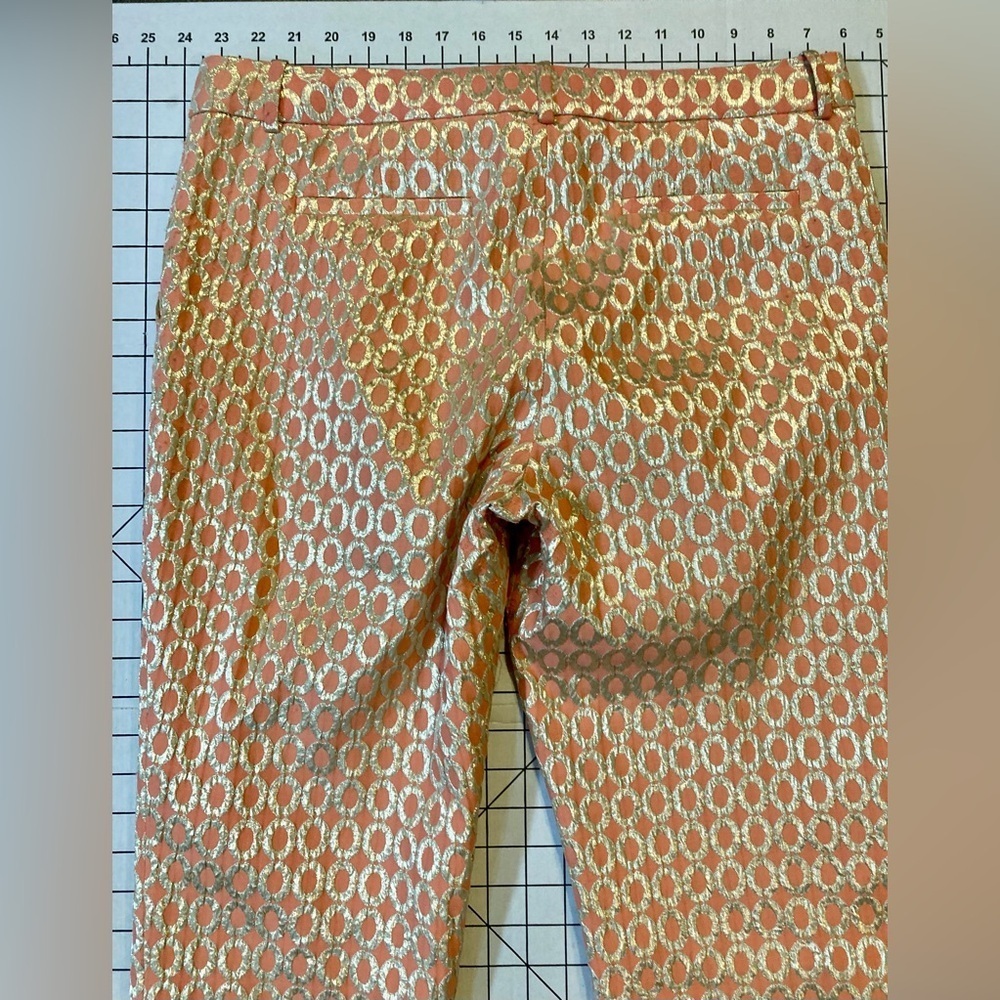 J. Crew Women’s Size 8 Gold/Salmon Patterned Trouser Pants - Picture 7 of 9